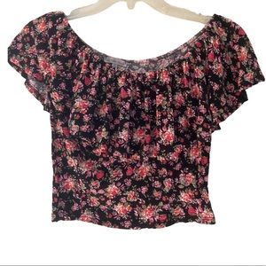 Floral Ruffle Crop Top